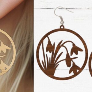 Intra απο ξύλο plywood  Χρώμα wenge 3mm-4mm πάχος - Σκουλαρίκι λουλουδιών κομμένο με λέιζερ, λουλούδι Δίασταση 3x3 cm INTRAFABR-26213144