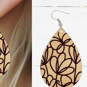 Intra απο ξύλο plywood  Χρώμα wenge 3mm-4mm πάχος - Σκουλαρίκι λουλουδιών κομμένο με λέιζερ, λουλούδι Δίασταση 3x3 cm INTRAFABR-65275373 - Image 1