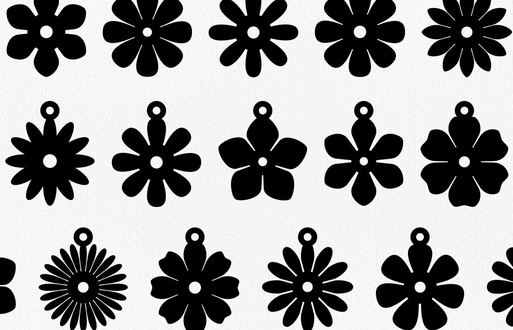 Intra απο ξύλο plywood  Χρώμα wenge 3mm-4mm πάχος - Πρότυπα σκουλαρικιών λουλουδιών Σκουλαρίκια Δίασταση 3x3 cm INTRAFABR-122866098