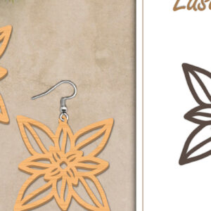 Intra απο ξύλο plywood  Χρώμα wenge 3mm-4mm πάχος - Σκουλαρίκια με λουλούδια Δίασταση 3x3 cm INTRAFABR-93577076