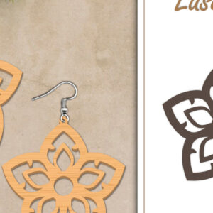 Intra απο ξύλο plywood  Χρώμα wenge 3mm-4mm πάχος - Σκουλαρίκια με λουλούδια Δίασταση 3x3 cm INTRAFABR-67420414