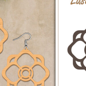 Intra απο ξύλο plywood  Χρώμα wenge 3mm-4mm πάχος - Σκουλαρίκια με λουλούδια Δίασταση 3x3 cm INTRAFABR-93954870