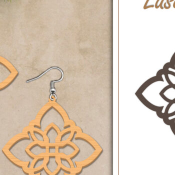 Intra απο ξύλο plywood  Χρώμα wenge 3mm-4mm πάχος - Σκουλαρίκια με λουλούδια Δίασταση 3x3 cm INTRAFABR-94870892 - Image 1