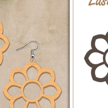 Intra απο ξύλο plywood Χρώμα wenge 3mm-4mm πάχος - Σκουλαρίκια με λουλούδια Δίασταση 3x3 cm INTRAFABR-115350522 - Image 1