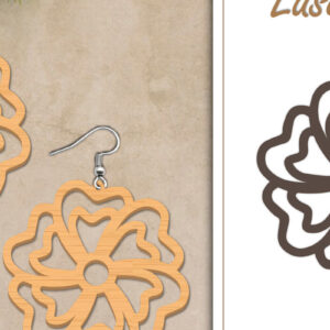 Intra απο ξύλο plywood  Χρώμα wenge 3mm-4mm πάχος - Σκουλαρίκια με λουλούδια Δίασταση 3x3 cm INTRAFABR-94268396