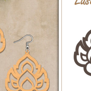 Intra απο ξύλο plywood  Χρώμα wenge 3mm-4mm πάχος - Σκουλαρίκια με λουλούδια Δίασταση 3x3 cm INTRAFABR-82919364