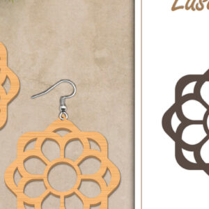 Intra απο ξύλο plywood  Χρώμα wenge 3mm-4mm πάχος - Σκουλαρίκια με λουλούδια Δίασταση 3x3 cm INTRAFABR-66187770