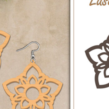 Intra απο ξύλο plywood  Χρώμα wenge 3mm-4mm πάχος - Σκουλαρίκια με λουλούδια Δίασταση 3x3 cm INTRAFABR-120628566 - Image 1