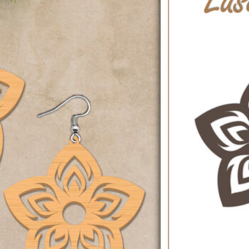 Intra απο ξύλο plywood  Χρώμα wenge 3mm-4mm πάχος - Σκουλαρίκια με λουλούδια Δίασταση 3x3 cm INTRAFABR-94232502 - Image 1