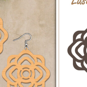 Intra απο ξύλο plywood  Χρώμα wenge 3mm-4mm πάχος - Σκουλαρίκια με λουλούδια Δίασταση 3x3 cm INTRAFABR-92285253 - Image 1