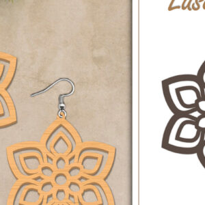 Intra απο ξύλο plywood  Χρώμα wenge 3mm-4mm πάχος - Σκουλαρίκια με λουλούδια Δίασταση 3x3 cm INTRAFABR-117624754