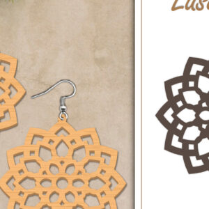 Intra απο ξύλο plywood  Χρώμα wenge 3mm-4mm πάχος - Σκουλαρίκια με λουλούδια Δίασταση 3x3 cm INTRAFABR-28918719