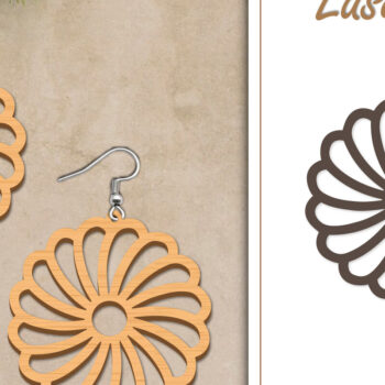 Intra απο ξύλο plywood  Χρώμα wenge 3mm-4mm πάχος - Σκουλαρίκια με λουλούδια Δίασταση 3x3 cm INTRAFABR-74511452 - Image 1