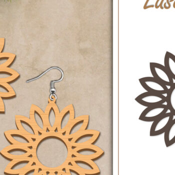 Intra απο ξύλο plywood  Χρώμα wenge 3mm-4mm πάχος - Σκουλαρίκια με λουλούδια Δίασταση 3x3 cm INTRAFABR-74729190 - Image 1