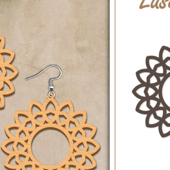 Intra απο ξύλο plywood  Χρώμα wenge 3mm-4mm πάχος - Σκουλαρίκια με λουλούδια Δίασταση 3x3 cm INTRAFABR-94199505 - Image 1