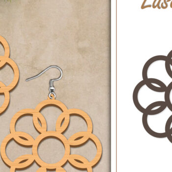 Intra απο ξύλο plywood  Χρώμα wenge 3mm-4mm πάχος - Σκουλαρίκια με λουλούδια Δίασταση 3x3 cm INTRAFABR-64560382 - Image 1