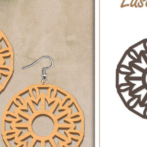 Intra απο ξύλο plywood  Χρώμα wenge 3mm-4mm πάχος - Σκουλαρίκια με λουλούδια Δίασταση 3x3 cm INTRAFABR-10435811