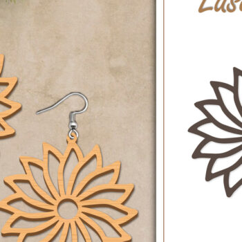 Intra απο ξύλο plywood  Χρώμα wenge 3mm-4mm πάχος - Σκουλαρίκια με λουλούδια Δίασταση 3x3 cm INTRAFABR-119208846 - Image 1