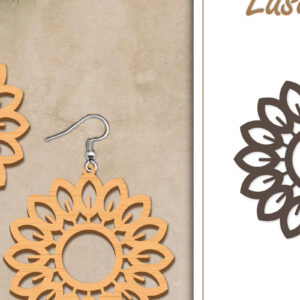 Intra απο ξύλο plywood  Χρώμα wenge 3mm-4mm πάχος - Σκουλαρίκια με λουλούδια Δίασταση 3x3 cm INTRAFABR-25050013