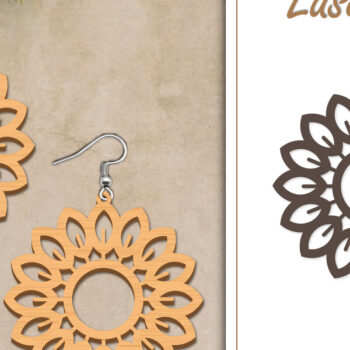 Intra απο ξύλο plywood Χρώμα wenge 3mm-4mm πάχος - Σκουλαρίκια με λουλούδια Δίασταση 3x3 cm INTRAFABR-25050013 - Image 1