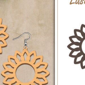 Intra απο ξύλο plywood  Χρώμα wenge 3mm-4mm πάχος - Σκουλαρίκια με λουλούδια Δίασταση 3x3 cm INTRAFABR-68676811