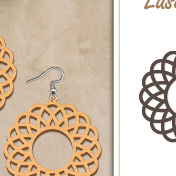 Intra απο ξύλο plywood  Χρώμα wenge 3mm-4mm πάχος - Σκουλαρίκια με λουλούδια Δίασταση 3x3 cm INTRAFABR-82009082 - Image 1