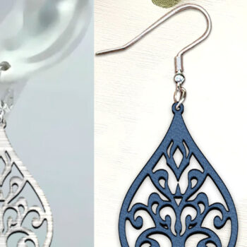 Intra απο ξύλο plywood Χρώμα wenge 3mm-4mm πάχος - Σκουλαρίκια με λουλούδια . Δίασταση 3x3 cm INTRAFABR-96756604 - Image 1