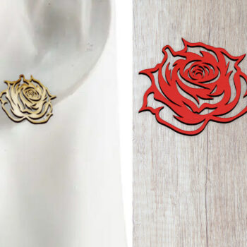 Intra απο ξύλο plywood Χρώμα wenge 3mm-4mm πάχος - Σκουλαρίκια με λουλούδια . Σκουλαρίκια Boho Δίασταση 3x3 cm INTRAFABR-16929573 - Image 1