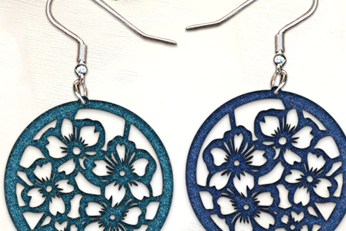 Intra απο ξύλο plywood  Χρώμα wenge 3mm-4mm πάχος - Σκουλαρίκια με λουλούδια . Σκουλαρίκια Boho Δίασταση 3x3 cm INTRAFABR-107489863