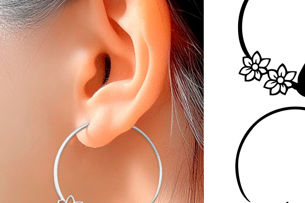 Intra απο ξύλο plywood  Χρώμα wenge 3mm-4mm πάχος - Σκουλαρίκια με λουλούδια . Σκουλαρίκια Boho Δίασταση 3x3 cm INTRAFABR-107489737