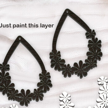 Intra απο ξύλο plywood Χρώμα wenge 3mm-4mm πάχος - Σκουλαρίκια με λουλούδια . Σκουλαρίκια Boho Δίασταση 3x3 cm INTRAFABR-124517424 - Image 2