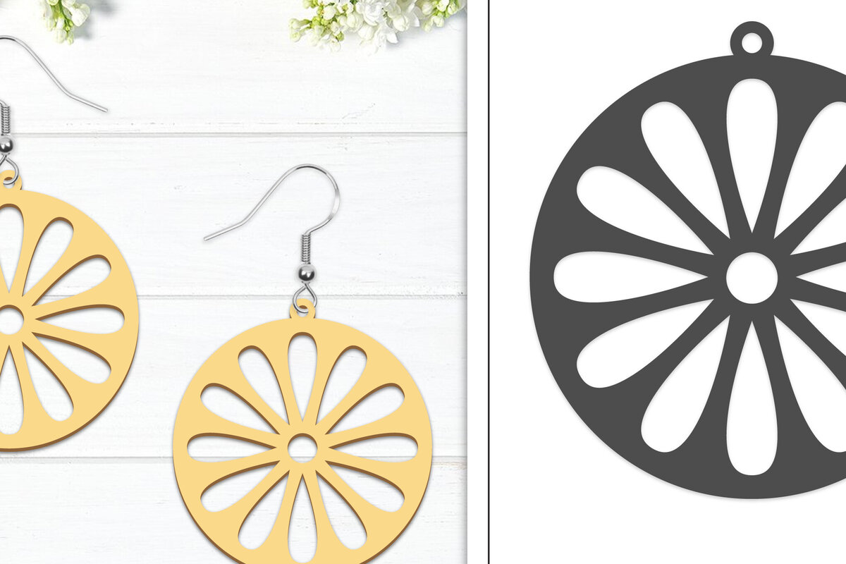 Intra απο ξύλο plywood  Χρώμα wenge 3mm-4mm πάχος - Σκουλαρίκια λουλουδιών | Σκουλαρίκια Δίασταση 3x3 cm INTRAFABR-31507163