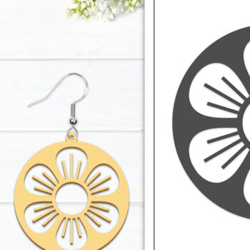 Intra απο ξύλο plywood  Χρώμα wenge 3mm-4mm πάχος - Σκουλαρίκια λουλουδιών | Σκουλαρίκια Δίασταση 3x3 cm INTRAFABR-61811061 - Image 1