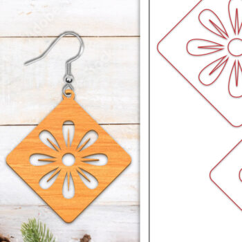 Intra απο ξύλο plywood  Χρώμα wenge 3mm-4mm πάχος - Σκουλαρίκια λουλουδιών | Σκουλαρίκια Δίασταση 3x3 cm INTRAFABR-61811105 - Image 1