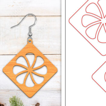 Intra απο ξύλο plywood  Χρώμα wenge 3mm-4mm πάχος - Σκουλαρίκια λουλουδιών | Σκουλαρίκια Δίασταση 3x3 cm INTRAFABR-61811151 - Image 1