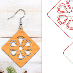 Intra απο ξύλο plywood  Χρώμα wenge 3mm-4mm πάχος - Σκουλαρίκια λουλουδιών | Σκουλαρίκια Δίασταση 3x3 cm INTRAFABR-121402285