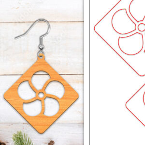 Intra απο ξύλο plywood  Χρώμα wenge 3mm-4mm πάχος - Σκουλαρίκια λουλουδιών | Σκουλαρίκια Δίασταση 3x3 cm INTRAFABR-121402378