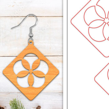 Intra απο ξύλο plywood Χρώμα wenge 3mm-4mm πάχος - Σκουλαρίκια λουλουδιών | Σκουλαρίκια Δίασταση 3x3 cm INTRAFABR-29288238 - Image 1