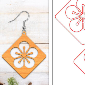 Intra απο ξύλο plywood Χρώμα wenge 3mm-4mm πάχος - Σκουλαρίκια λουλουδιών | Σκουλαρίκια Δίασταση 3x3 cm INTRAFABR-29288087 - Image 1