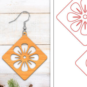 Intra απο ξύλο plywood  Χρώμα wenge 3mm-4mm πάχος - Σκουλαρίκια λουλουδιών | Σκουλαρίκια Δίασταση 3x3 cm INTRAFABR-100485721