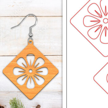 Intra απο ξύλο plywood  Χρώμα wenge 3mm-4mm πάχος - Σκουλαρίκια λουλουδιών | Σκουλαρίκια Δίασταση 3x3 cm INTRAFABR-100485721 - Image 1