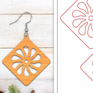 Intra απο ξύλο plywood  Χρώμα wenge 3mm-4mm πάχος - Σκουλαρίκια λουλουδιών | Σκουλαρίκια Δίασταση 3x3 cm INTRAFABR-104124034