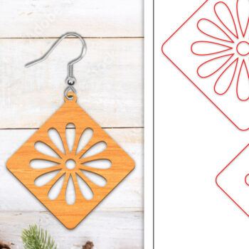 Intra απο ξύλο plywood  Χρώμα wenge 3mm-4mm πάχος - Σκουλαρίκια λουλουδιών | Σκουλαρίκια Δίασταση 3x3 cm INTRAFABR-100484837 - Image 1