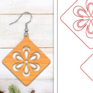 Intra απο ξύλο plywood  Χρώμα wenge 3mm-4mm πάχος - Σκουλαρίκια λουλουδιών | Σκουλαρίκια Δίασταση 3x3 cm INTRAFABR-26351881