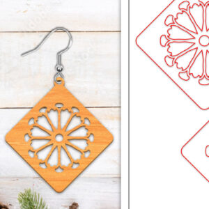 Intra απο ξύλο plywood  Χρώμα wenge 3mm-4mm πάχος - Σκουλαρίκια λουλουδιών | Σκουλαρίκια Δίασταση 3x3 cm INTRAFABR-102952045