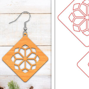 Intra απο ξύλο plywood  Χρώμα wenge 3mm-4mm πάχος - Σκουλαρίκια λουλουδιών | Σκουλαρίκια Δίασταση 3x3 cm INTRAFABR-102952098