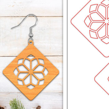 Intra απο ξύλο plywood  Χρώμα wenge 3mm-4mm πάχος - Σκουλαρίκια λουλουδιών | Σκουλαρίκια Δίασταση 3x3 cm INTRAFABR-102952098 - Image 1