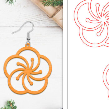 Intra απο ξύλο plywood  Χρώμα wenge 3mm-4mm πάχος - Σκουλαρίκια λουλουδιών | Σκουλαρίκια Δίασταση 3x3 cm INTRAFABR-102952195 - Image 1