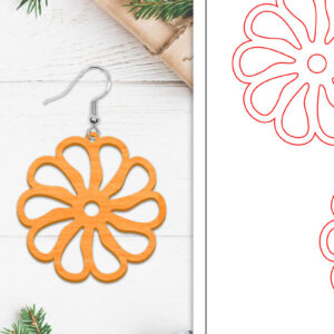 Intra απο ξύλο plywood  Χρώμα wenge 3mm-4mm πάχος - Σκουλαρίκια λουλουδιών | Σκουλαρίκια Δίασταση 3x3 cm INTRAFABR-102952391