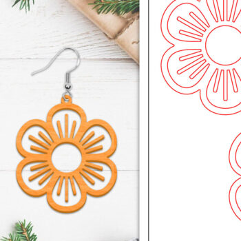 Intra απο ξύλο plywood Χρώμα wenge 3mm-4mm πάχος - Σκουλαρίκια λουλουδιών | Σκουλαρίκια Δίασταση 3x3 cm INTRAFABR-102951694 - Image 1